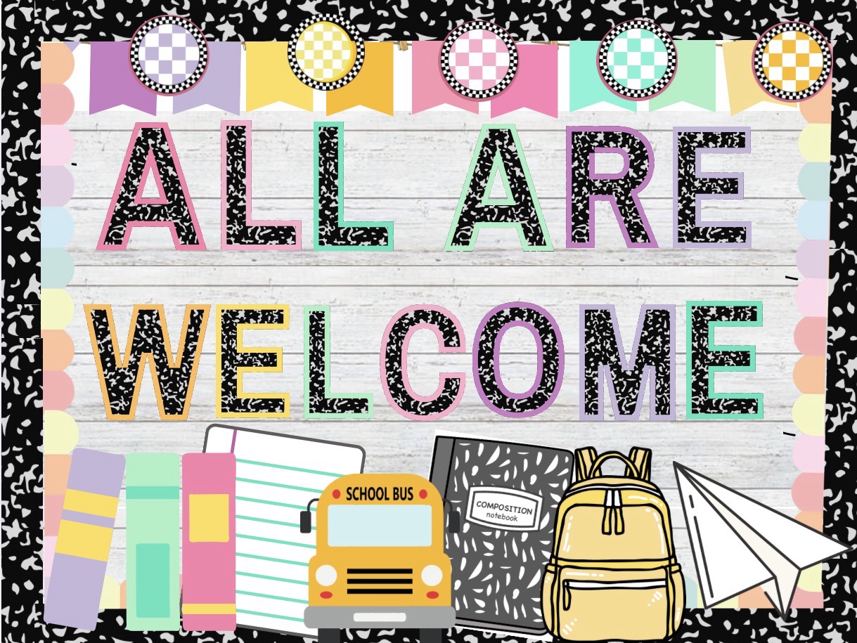 All Are Welcome bulletin board kit graphic