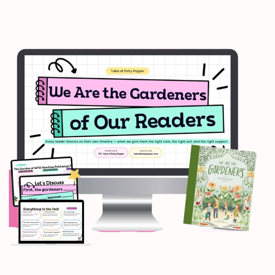 We Are the Gardeners unit on desktop with discussion prompts and book