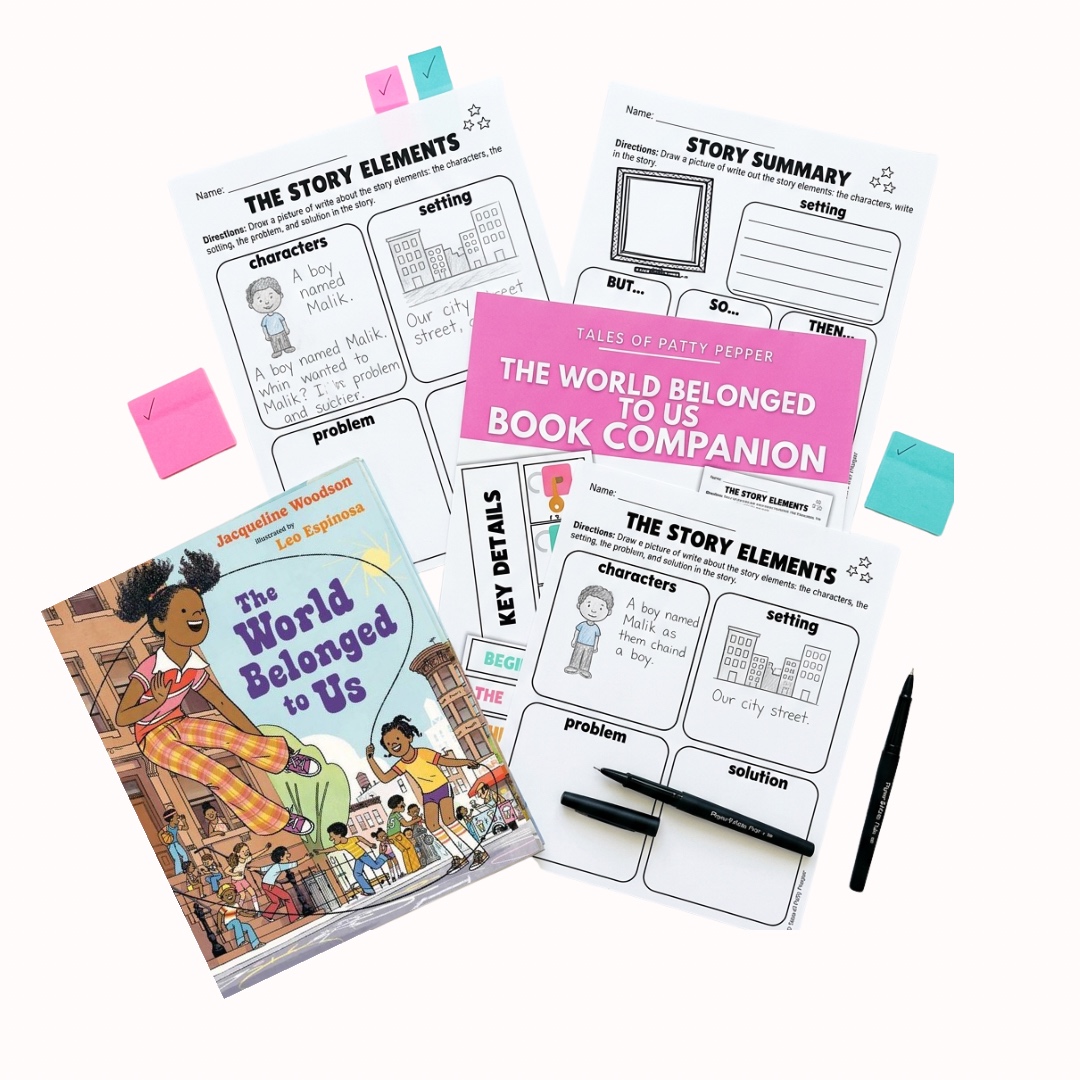 The World Belonged to Us book companion with story elements worksheets